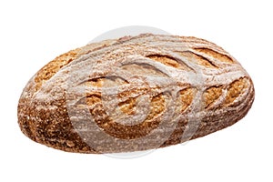 Sourdough freshly baked bread on white background photo