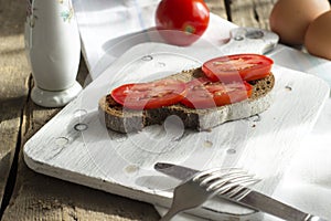 Sourdough toast, with grilled tomatoes. A healthy, delicious breakfast or brunch