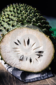 Soursop, an exotic fruit. Sweet tropical green fruit