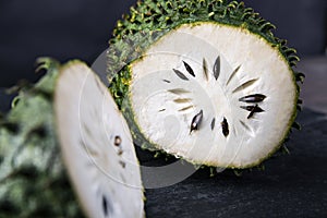 Soursop, an exotic fruit. Sweet tropical green fruit