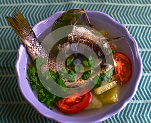 Sous fish - Kefal - 600 g, potatoes - 5-6 pcs., large carrots - 1 pc., celery - 50 g, white onions - 1 pc., laurel leaf - 1-2 pcs.