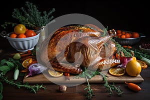 sous-vide turkey , with its delicate and juicy meat, surrounded by the crispness of vegetables