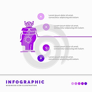 sousveillance, Artificial, brain, digital, head Infographics Template for Website and Presentation. GLyph Purple icon infographic