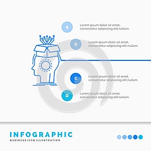 sousveillance, Artificial, brain, digital, head Infographics Template for Website and Presentation. Line Blue icon infographic