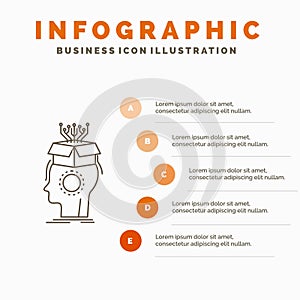 sousveillance, Artificial, brain, digital, head Infographics Template for Website and Presentation. Line Gray icon with Orange