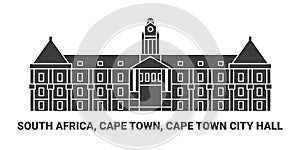 South Africa, Cape Town, Cape Town City Hall, travel landmark vector illustration