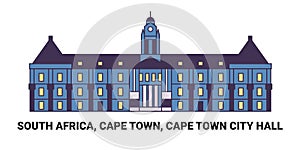 South Africa, Cape Town, Cape Town City Hall, travel landmark vector illustration