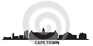South Africa, Cape Town city skyline isolated vector illustration. South Africa, Cape Town travel black cityscape