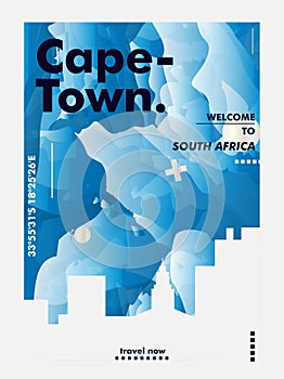 South Africa Cape Town skyline city gradient vector poster