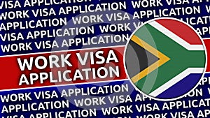 South Africa Circular Flag with Work Visa Application Titles