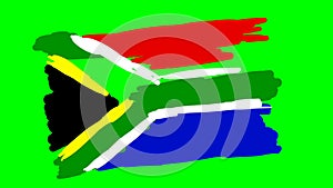 South Africa drawing flag on green background