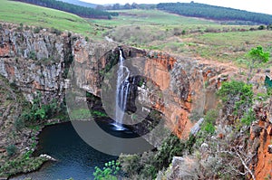 South Africa, East, Mpumalanga province, Mac Mac Falls, waterfall, pond