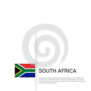 South africa flag background. State patriotic south african banner, cover. Document template with RSA flag on white background.