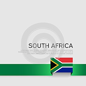 South africa flag background. State south african patriotic banner, cover. Ribbon color flag of RSA on a white background.