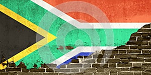 South Africa flag blended on to brick wall