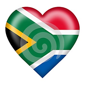 South Africa flag heart button isolated on white with clipping path 3d illustration
