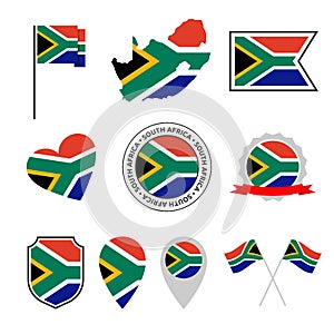 South Africa flag icon set, flag of the Republic of South Africa symbols