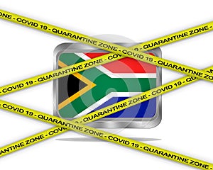 South Africa flag illustration. Coronavirus danger area, quarantined country