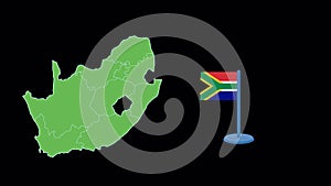 South Africa Flag and Map Shape Animation