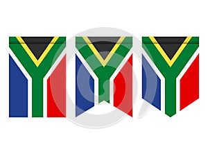 South Africa flag or pennant isolated on white background. Pennant flag icon