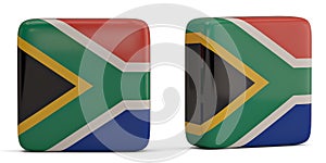 South Africa flag square symbol isolated on white background. 3D illustration.