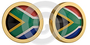 South Africa flag symbol isolated on white background. 3D illustration.