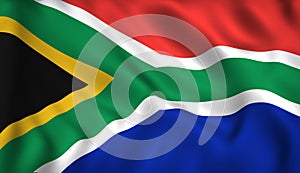 South africa flag waving in the wind