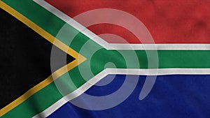 South Africa flag waving in the wind. Seamless loop with highly detailed fabric texture