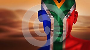 South Africa flag on womans face