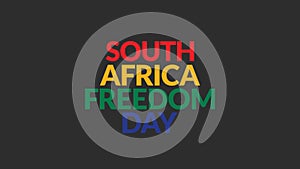 South Africa Freedom Day text on Black background, South Africa Freedom Day banner, card, poster, illustration for celebration.