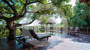 South Africa Kwazulu natal, luxury safari lodge in the bush of a Game reserve