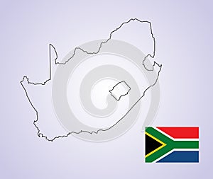 South Africa map contour and flag.