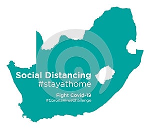 South Africa map with Social Distancing stayathome tag