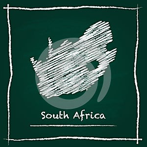 South Africa outline vector map hand drawn with.
