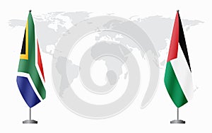 South Africa and Palestine flags for official meeting