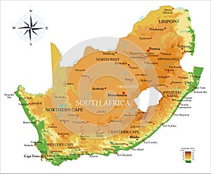 South Africa physical map