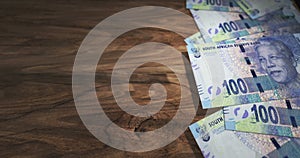 South Africa Rand money banknotes background loop