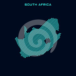 South Africa Striped Map Vector Design Template With Blue Background.