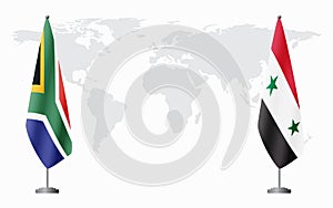 South Africa and Syria flags for official meeting