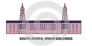 South Africa, Union Buildings, travel landmark vector illustration
