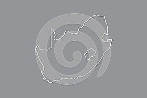 South Africa vector map with single border line boundary using white color on dark background illustration