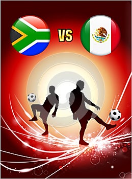 South Africa versus Mexico on Abstract Red Light Background