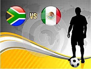 South Africa versus Mexico on Abstract World Map Background