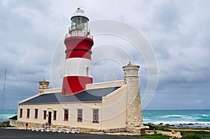 South Africa, Western Cape, Cape Agulhas, lighthouse, Ocean, stormy weather