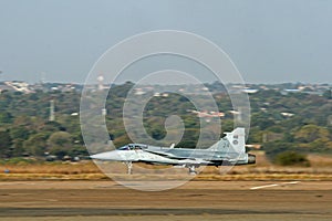SOUTH AFRICAN AIR FORCE GRIPEN FIGHTER TAKING OFF AT AN AIRSHOW