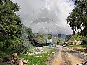 The South African border at the bottom line of the Lesotho border at the Sani pass