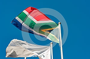 South African Flag Flying in the Wind
