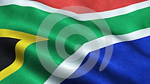 South African flag waving in the wind isolated South Africa