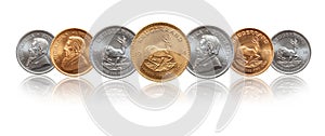 South African Krugerrand ounce silver and gold bullion coins