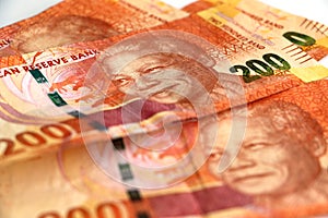 South african money two hundred rand notes